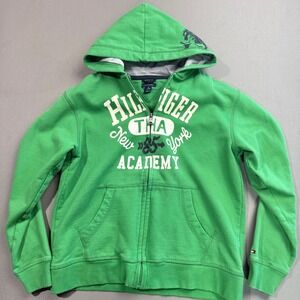 Tommy Hilfiger Kids Boys Green Full Zip Hoodie Sweatshirt Academy New York M